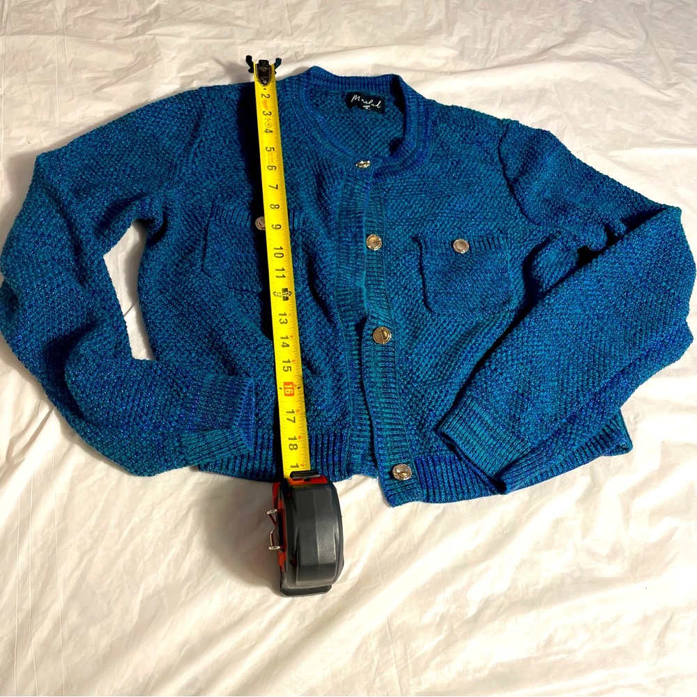Metallic style blue vintage style sweater